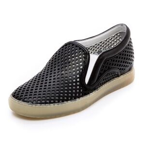 Dolce Vita Zaren Perforated Black Leather Slip On Sneakers